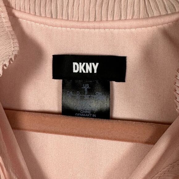 DKNY Blush Pink Sleeveless Tie Neck Pleated Dress Women's 6 - Picture 6 of 8